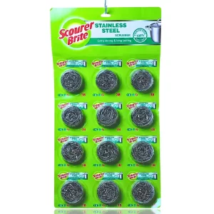 Scotch Brite Stainless Steel Metal Spiral Scrubber Pad 12 in 1