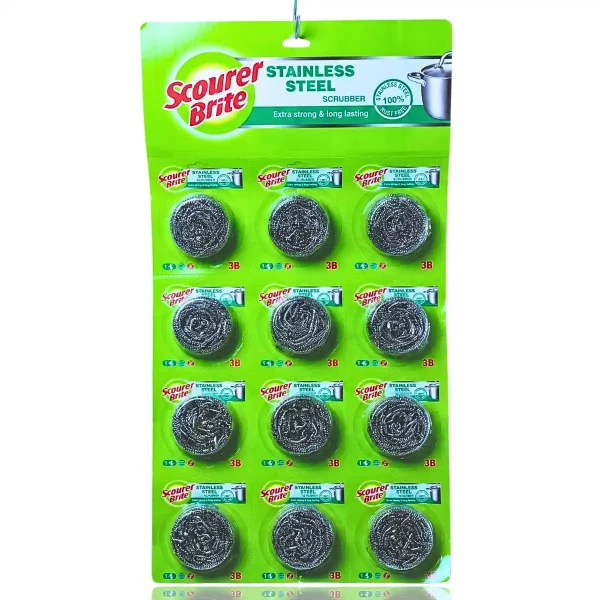Scotch Brite Stainless Steel Metal Spiral Scrubber Pad 12 in 1
