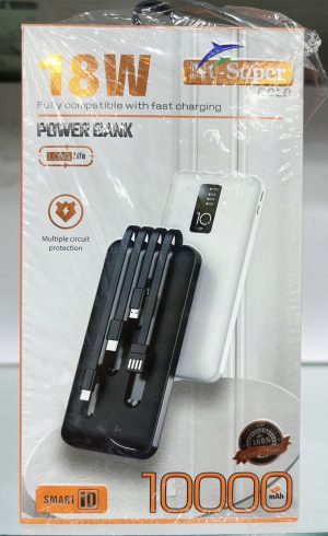 Mobile Power Banks 10000mAh with charging cables and port