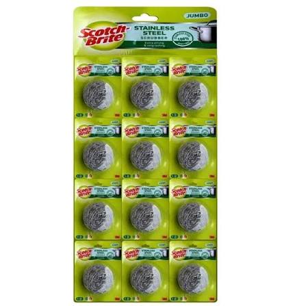 Scotch Brite Stainless Steel Metal Spiral Scrubber Pad 12 in 1